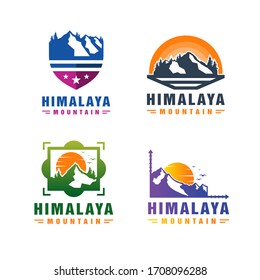 Himalayan mountain climbing badge logo design