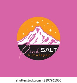 Himalayan Pink Salt mountain Sun stars logo vector image