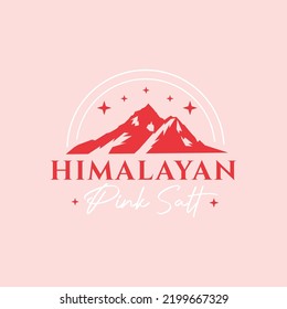 Himalayan Pink Salt Mountain sun stars logo vector image