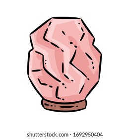 Imagen del doodle de la lámpara de sal del Himalaya. Logo de cristal de sal mágica espiritual. Icono gráfico de los medios de caricatura mate