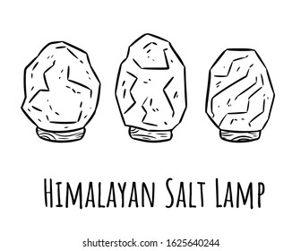 Himalayan salt lamps. Linear indigenous monogram with salt crystals. Relax concept symbol