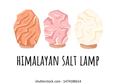 Himalayan salt lamps. Vector logo template with salt crystal. Relax concept symbol image