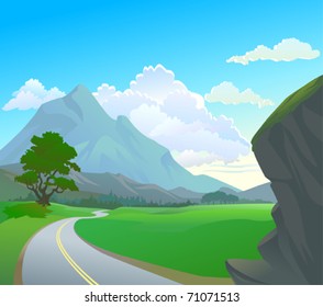 Himalayan terrain and winding road