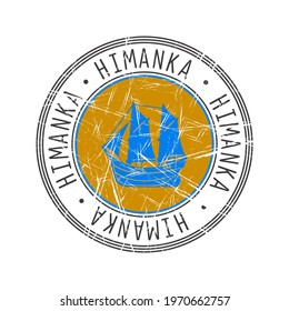 Himanka city, Finland. Grunge postal rubber stamp over white background
