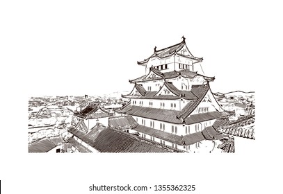 線画 イラスト 日本の城 のベクター画像素材 画像 ベクターアート