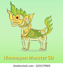 Himmapan monster cartoon minimal SD style on a pastel background.