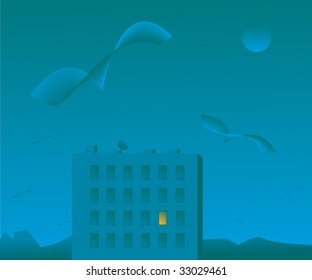 himself house on the mountain with one lit window