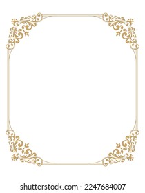 hin gold beautiful decorative vintage frame for your design. Making menus, certificates, salons and boutiques. Gold frame on a dark background. Space for your text. Vector illustration.