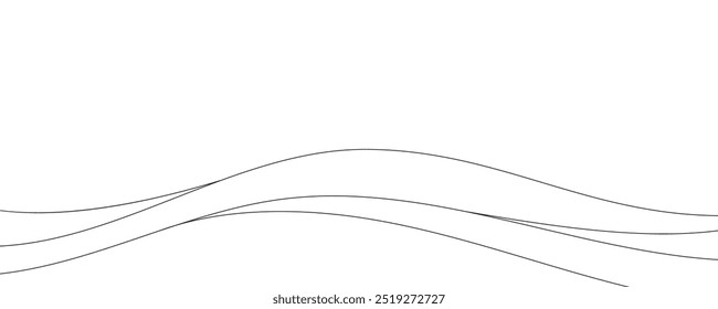 hin lines, fluid black smooth, wavy abstract pattern on a white background. Minimalist abstract design.
