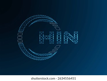 HIN low poly letter logo vector design. HIN lower poly logo design. 