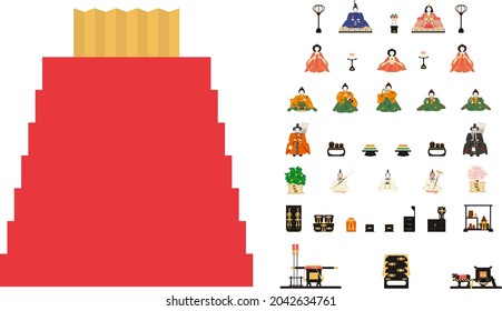 Hinamatsuri Dolls Vector Illustration Set