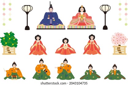 Hinamatsuri Dolls Vector Illustration Set