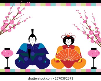 Hinamatsuri in English dolls festival in March dolls and flower.  