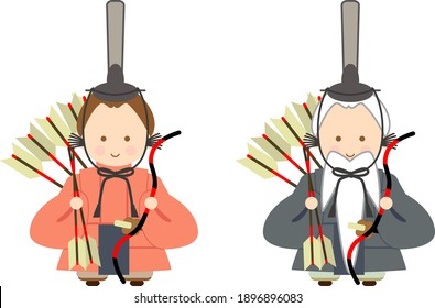 Hinamatsuri is a festival held on March 3rd to celebrate the growth of Japanese girls. Hina dolls are displayed at that time. This is an illustration of hina dolls of the Left Minister and the Right M