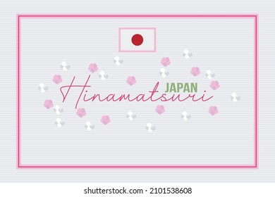 Hinamatsuri Festival in Japan. Japanese flag symbol. Japanese flowers vector illustration.  