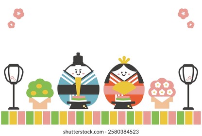 Hinamatsuri, Hina dolls, Hina dolls, cute illustration material