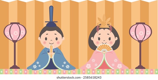 Hinamatsuri_Hina doll_Ohinasama (golden folding screen) Prince and Princess