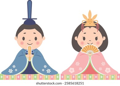 Hinamatsuri_Hina doll_Ohinasama (white background) Prince and Princess