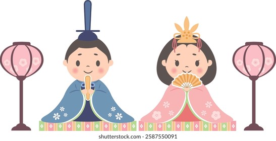 Hinamatsuri_Hina doll_Ohinasama (white background) Prince and Princess