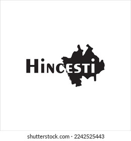 Hincesti map and black lettering design on white background