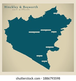 Hinckley and Bosworth district map - England UK