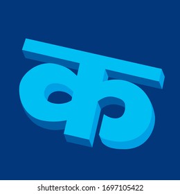 Hindi Alphabet in 3D Shape. Alphabet written on Blue background in Hindi language