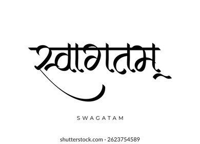 Hindi Calligraphic Card Design - Swagatam means Welcome. Creative Template Design.