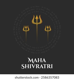 ‘Maha Shivratri’ Hindi calligraphy, Lettering means Lord Shiv Shankar, Lord Shiva Silhouette Illustration, Traditional Festival Poster Banner Design Template