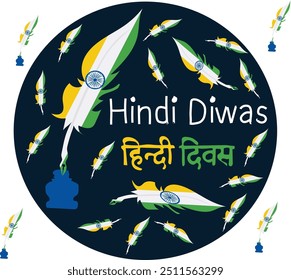 hindi diwas vector illustration. Good for banner, poster, greeting card, party card, invitation, template, advertising, brochures, flyers, ad benners and social media