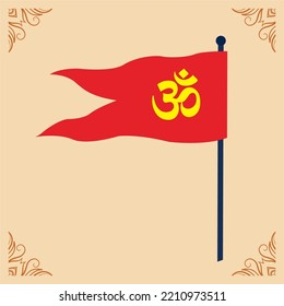 Vector de bandera hindi con símbolo OM