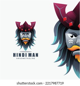 hindi man colorful logo design template