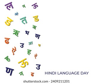 Typographie hindi - Vishv Hindi Divas signifie Journée mondiale de l'hindi, le 10 janvier.  Illustration vectorielle.