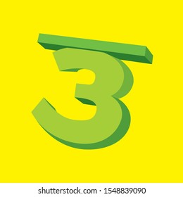 Hindi Vowel Alphabets in 3D Shape_Chhota U on Yellow (Hindi Swar)