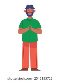 hindu bearded man standing isolated