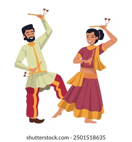hindu couple in navratri festival isolated