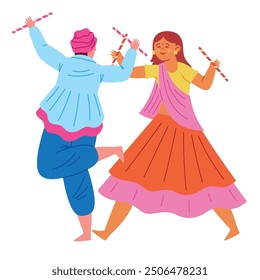 hindu couple in navratri festival isolated