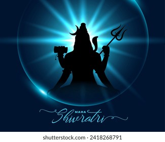 hindu cultural maha shivratri wishes card with lord shiva silhouette vector