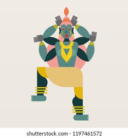 Hindu deity. Hindu deity in flat design vector.