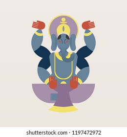 Hindu deity. Lord Ganesha. Hindu god. Flat design vector. Vector. Isolated.
