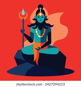 Hindu Deity: Lord Shiva in Vector Illustration