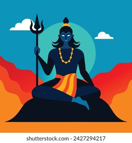 Hindu Deity: Lord Shiva in Vector Illustration