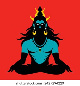 Hindu Deity: Lord Shiva in Vector Illustration