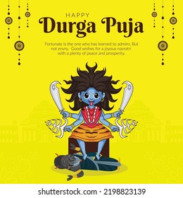 Hindu festival celebration happy durga puja banner template. 