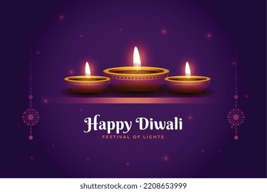 hindu festival diwali banner with realistic lamp on podium design 