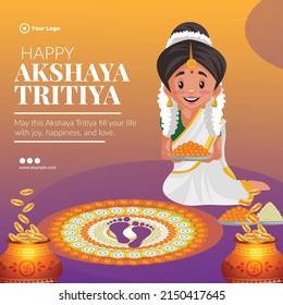 Hindu festival Happy akshaya tritiya  banner design template.