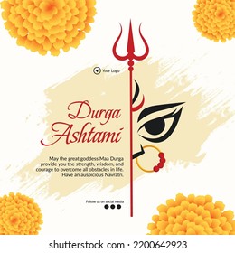 Hindu Festival Happy Durga Ashtami Banner Template. 