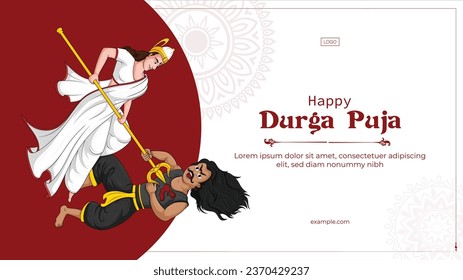 Hindu festival happy durga ashtami banner template.
