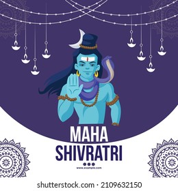 Hindu festival happy Maha Shivratri banner design template.