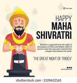 Hindu festival happy Maha Shivratri banner design template.