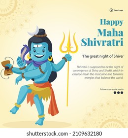 Hindu festival happy Maha Shivratri the great night of Shiva banner design template.